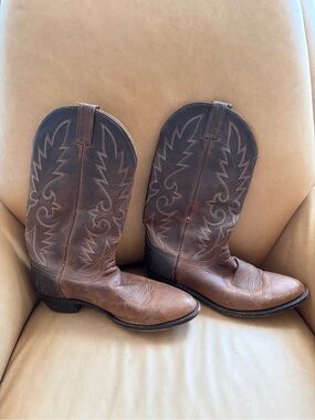 Dan Post Leather Western Cowboy Boots with Embroidered Shaft 8.5